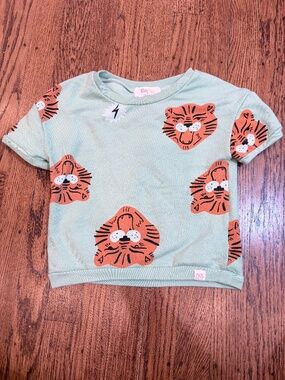 Kids Play Green Tiger Lightning Bolt Tee - 3T